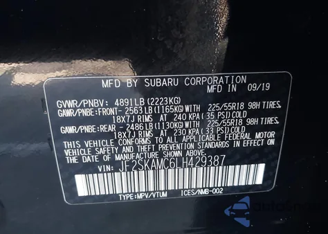 2020 Subaru Forester Sport from USA, damaged, VIN JF2SKAMC6LH429387